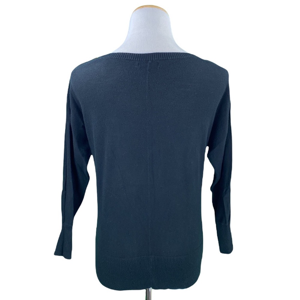 GAP Black Combed Cotton 3/4 Sleeve Boatneck Knit Sweater - Picture 6 of 13